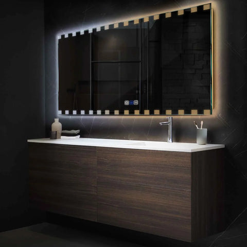 Specchio LED Rettangolare | Pulsanti touch | Funzione anti-appannamento | Temperatura di colore regolabile - Reyze Serie Edge Modello 6