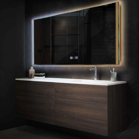 Specchio LED Rettangolare | Pulsanti touch | Funzione anti-appannamento | Temperatura di colore regolabile - Reyze Serie Edge Modello 7