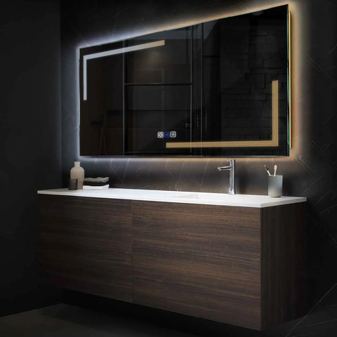 Specchio LED Rettangolare | Pulsanti touch | Funzione anti-appannamento | Temperatura di colore regolabile - Reyze Serie Minimal Modello 2