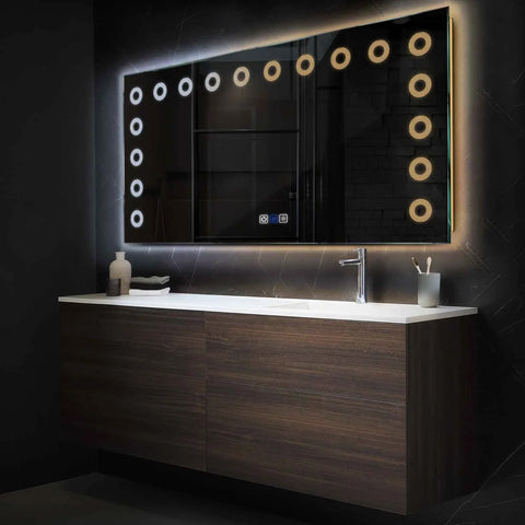 Specchio LED Rettangolare | Pulsanti touch | Funzione anti-appannamento | Temperatura di colore regolabile - Reyze Serie Minimal Modello 4