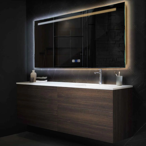 Specchio LED Rettangolare | Pulsanti touch | Funzione anti-appannamento | Temperatura di colore regolabile - Reyze Serie Minimal Modello 5