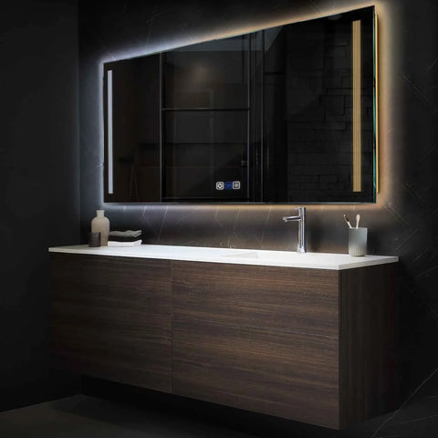Specchio LED Rettangolare | Pulsanti touch | Funzione anti-appannamento | Temperatura di colore regolabile - Reyze Serie Minimal Modello 7