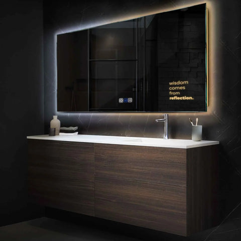 Specchio LED Rettangolare | Pulsanti touch | Funzione anti-appannamento | Temperatura di colore regolabile - Reyze Serie Motivated Modello 1