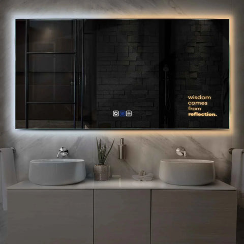 Specchio LED Rettangolare | Pulsanti touch | Funzione anti-appannamento | Temperatura di colore regolabile - Reyze Serie Motivated Modello 1