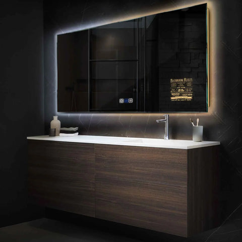 Specchio LED Rettangolare | Pulsanti touch | Funzione anti-appannamento | Temperatura di colore regolabile - Reyze Serie Motivated Modello 5