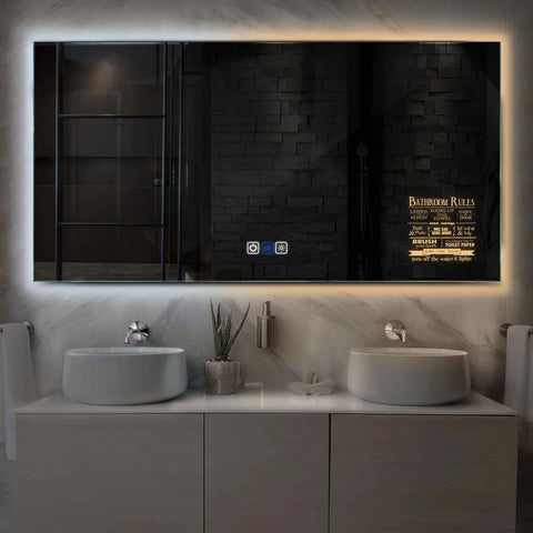 Specchio LED Rettangolare | Pulsanti touch | Funzione anti-appannamento | Temperatura di colore regolabile - Reyze Serie Motivated Modello 5