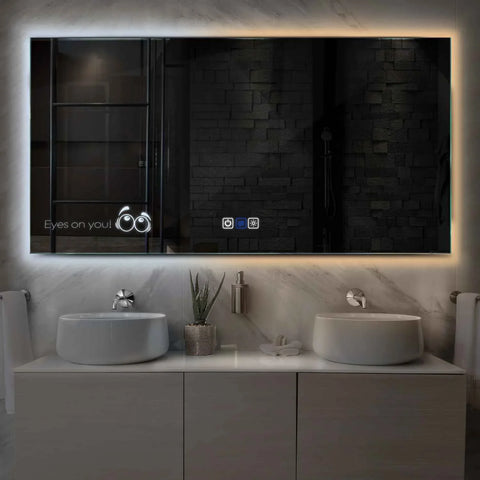 Specchio LED Rettangolare | Pulsanti touch | Funzione anti-appannamento | Temperatura di colore regolabile - Reyze Serie Motivated Modello 8