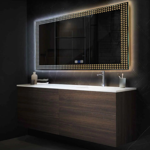 Specchio LED Rettangolare | Pulsanti touch | Funzione anti-appannamento | Temperatura di colore regolabile - Reyze Serie Official Modello 6