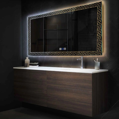 Specchio LED Rettangolare | Pulsanti touch | Funzione anti-appannamento | Temperatura di colore regolabile - Reyze Serie Official Modello 7