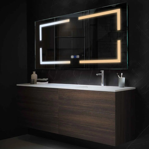 Specchio LED Rettangolare | Pulsanti touch | Funzione anti-appannamento | Temperatura di colore regolabile - Reyze Serie Salono Modello 2