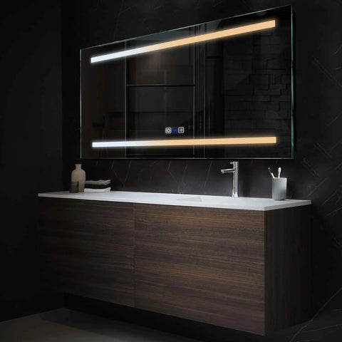 Specchio LED Rettangolare | Pulsanti touch | Funzione anti-appannamento | Temperatura di colore regolabile - Reyze Serie Salono Modello 4