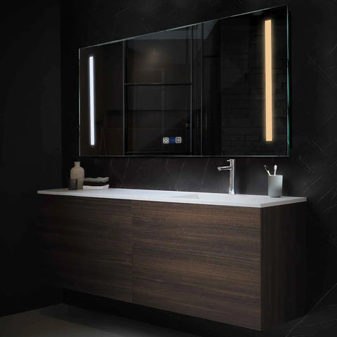Specchio LED Rettangolare | Pulsanti touch | Funzione anti-appannamento | Temperatura di colore regolabile - Reyze Serie Salono Modello 5