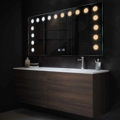 Specchio LED Rettangolare | Pulsanti touch | Funzione anti-appannamento | Temperatura di colore regolabile - Reyze Serie Salono Modello 6