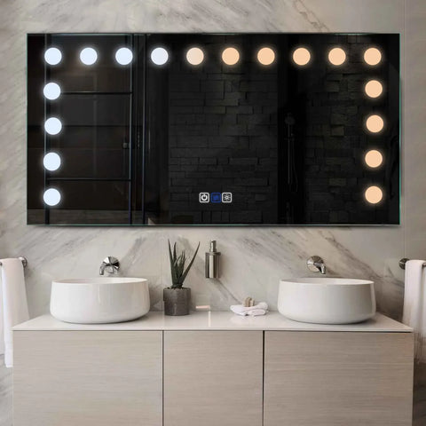 Specchio LED Rettangolare | Pulsanti touch | Funzione anti-appannamento | Temperatura di colore regolabile - Reyze Serie Salono Modello 6