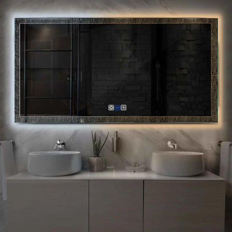 Specchio LED Rettangolare | Pulsanti touch | Funzione anti-appannamento | Temperatura di colore regolabile - Reyze Serie Simetria Modello 6