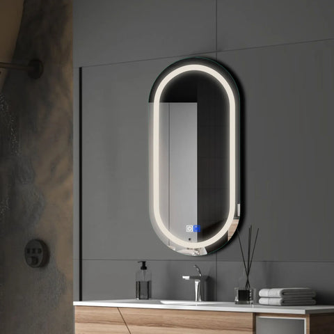 Specchio LED Ovale | Pulsanti touch | Funzione anti-appannamento | Luce bianca neutra - Reyze Serie Salono Modello 1