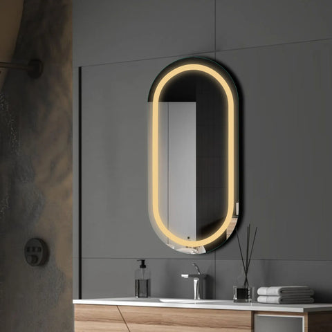 Specchio LED Ovale | Controllo tramite interruttore a muro | Luce bianca calda - Reyze Serie Salono Modello 1