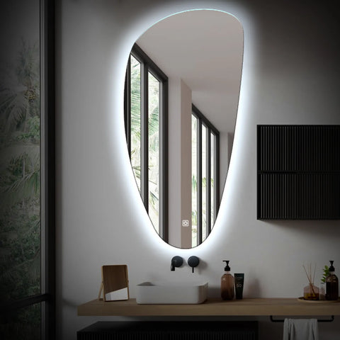 Specchio LED Asimmetrico Verticale | Pulsante touch | Luce bianca fredda - Reyze Serie Ambient Modello 1