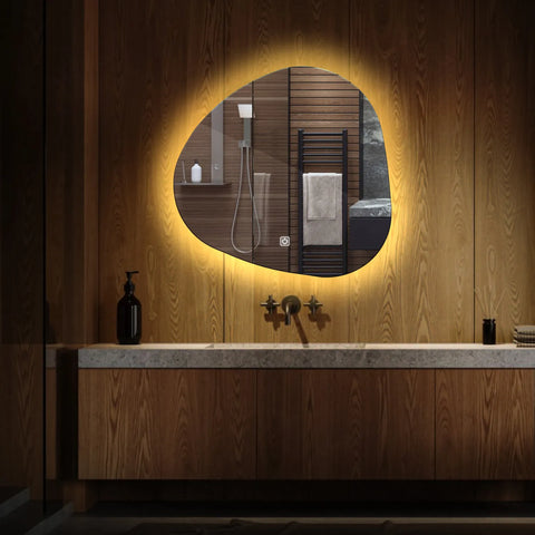 Specchio LED Asimmetrico | Pulsante touch | Luce bianca calda - Reyze Serie Ambient Modello 1