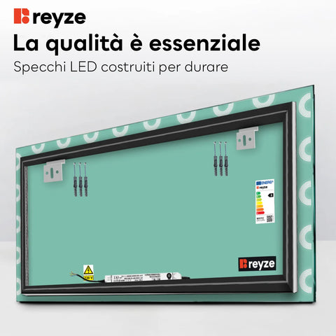 Specchio LED Rettangolare | Controllo tramite interruttore a muro | Luce bianca neutra - Reyze Serie Edge Modello 4