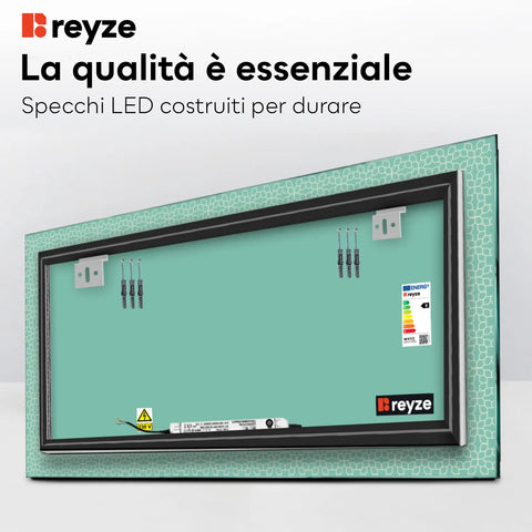 Specchio LED Rettangolare | Controllo tramite interruttore a muro | Luce bianca neutra - Reyze Serie Official Modello 1