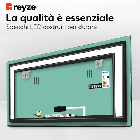Specchio LED Rettangolare | Pulsante touch | Luce bianca fredda - Reyze Serie Salono Modello 6