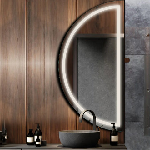 Specchio LED Mezza Luna | Controllo tramite interruttore a muro | Luce bianca neutra - Reyze Serie Salono Modello 1 - Lato Destro