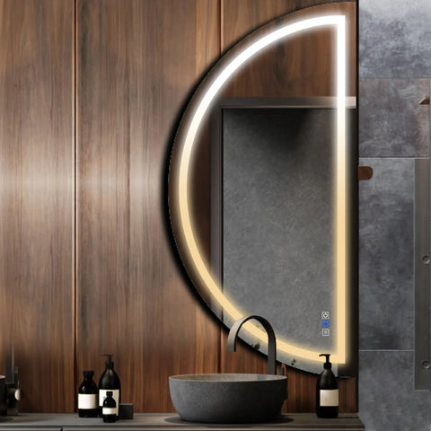 Specchio LED Mezza Luna | Pulsanti touch | Funzione anti-appannamento | Temperatura di colore regolabile - Reyze Serie Salono Modello 1 - Lato Destro