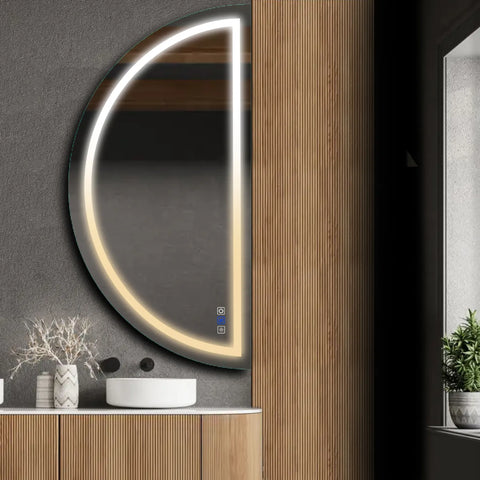 Specchio LED Mezza Luna | Pulsanti touch | Funzione anti-appannamento | Temperatura di colore regolabile - Reyze Serie Salono Modello 1 - Lato Destro