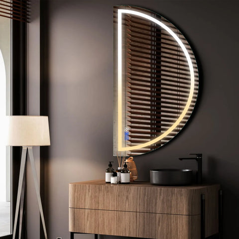 Specchio LED Mezza Luna | Pulsanti touch | Funzione anti-appannamento | Temperatura di colore regolabile - Reyze Serie Salono Modello 1 - Lato Sinistro