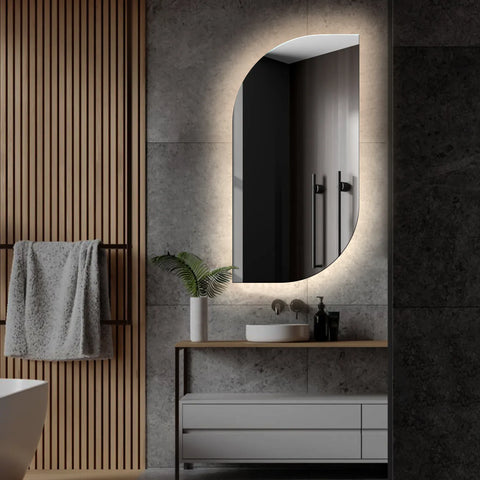 Specchio LED Semiovale 1 | Controllo tramite interruttore a muro | Luce bianca neutra - Reyze Serie Ambient Modello 1
