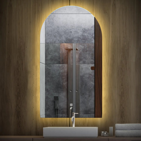 Specchio LED Semiovale 2 | Pulsante touch | Luce bianca calda - Reyze Serie Ambient Modello 1